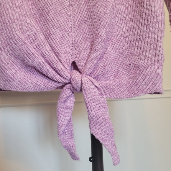 Moth by Anthropology Lilac Knit Tie Front Scoop Neck Sweater Women's X-Small - Picture 3 of 7